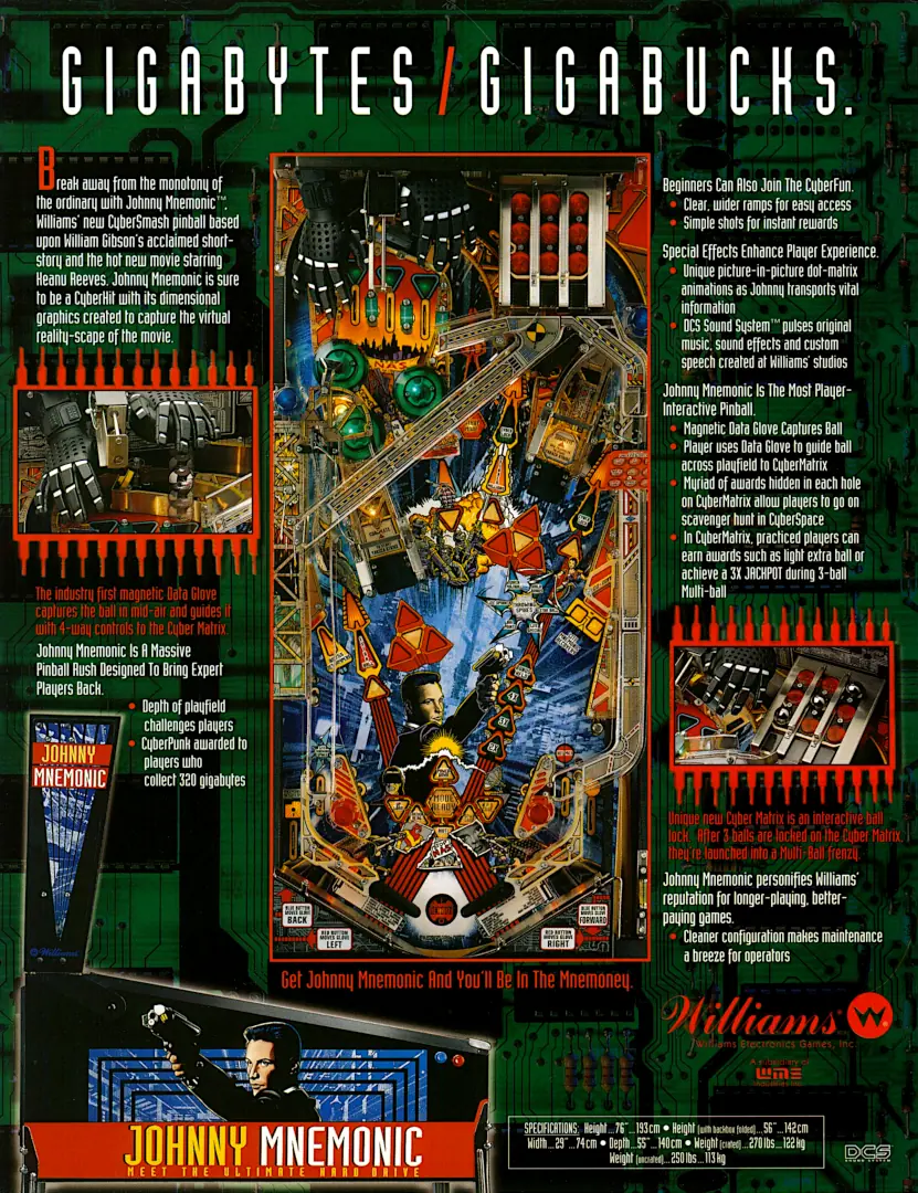 Pinball Flyer Johnny Mnemonic 02